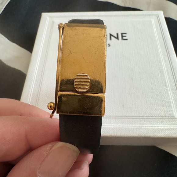 Celine Gold and Black Leather Bracelet - Picture 5 of 9